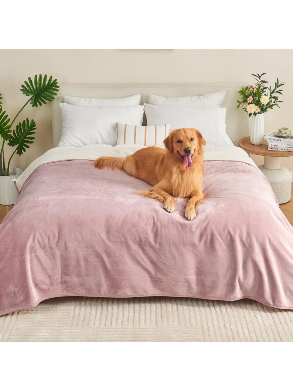 Cozy Waterproof Blanket for Bed or Travel 60"x80" - Dusty Pink, Perfect for Pets